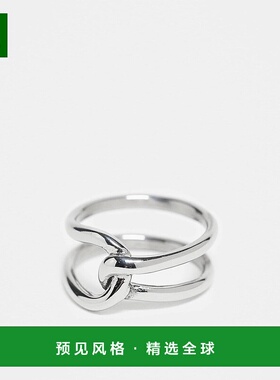 1h可退 香港直邮ASOS 男士 intertwined 设计防水不锈钢戒指(银色