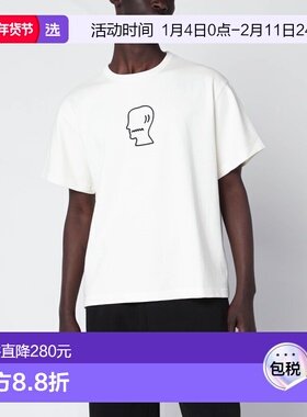 1h可退 香港直邮Brain Dead 男士 白色刺绣徽标T恤 BDF25T000047C