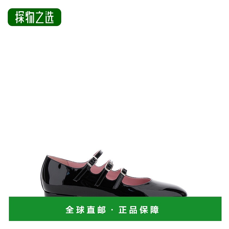 1h可退 香港直邮Carel 女士 'Kina' Straps 黑色玛丽珍粗跟漆皮高