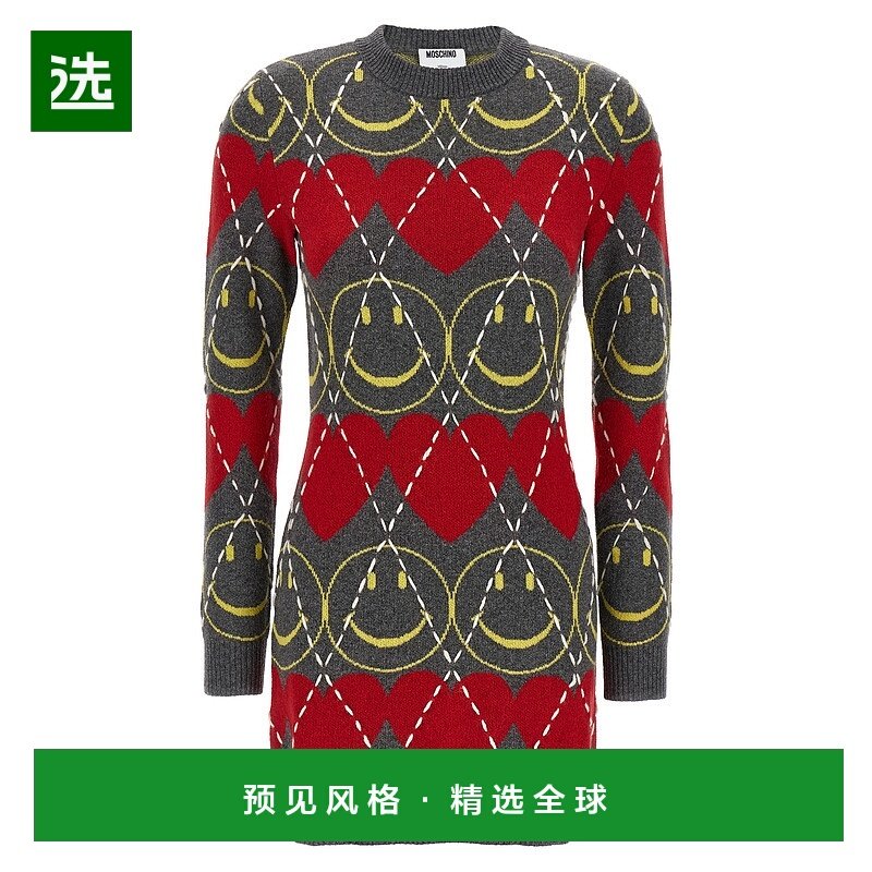 1h可退 香港直邮Moschino 莫斯奇诺 女士 'Smiley®' 羊毛连衣裙 A
