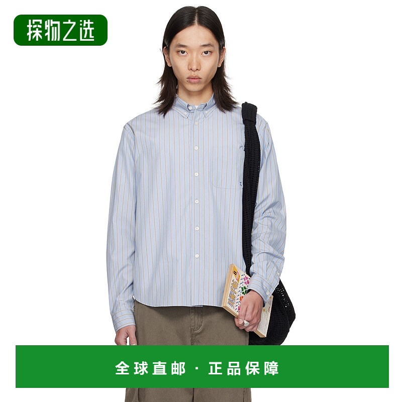 香港直邮Tom Ford 汤姆·福特 男士 蓝色 Striped Button Down 衬