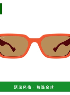 1h可退 香港直邮Gucci 古驰 男士 几何框太阳镜 GG1539S orange橙