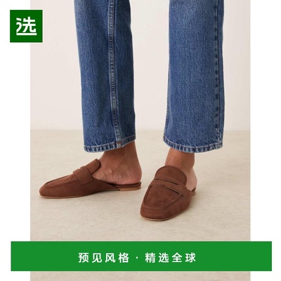 1h可退 香港直邮ASOS 女士 Magnet suedette 设计简便褐色凉拖