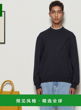 1h可退 香港直邮Y PROJECT 男士 海军蓝 Pinched Logo 毛衣 206SW