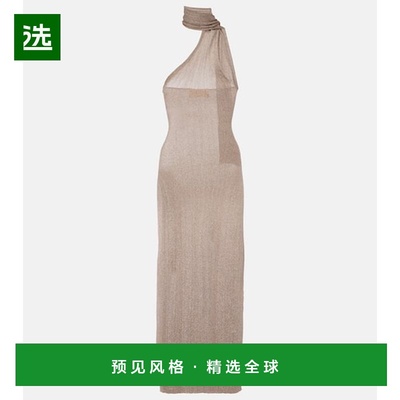 1h可退 香港直邮AYA MUSE 女士 围巾领金银锦缎长款连衣裙