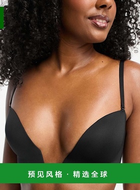 1h可退 香港直邮ASOS 女士 moulded 设计开襟深V文胸(黑色)性感