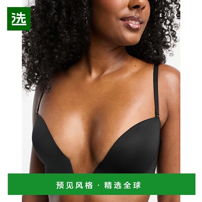 1h可退 香港直邮ASOS 女士 moulded 设计开襟深V文胸(黑色)性感