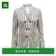 女装 1h可退 精品 黑白条纹羊毛双排扣西装 外套 美国直邮 Akris