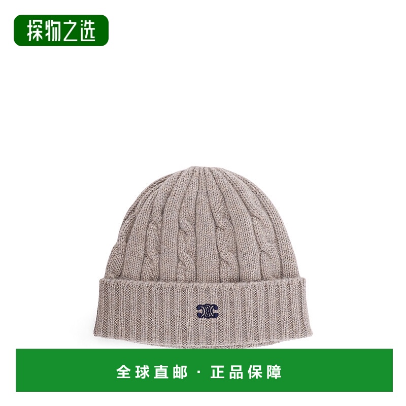 1h可退 香港直邮Celine 思琳 男士 triomphe 羊绒粗针织帽 2AD5I3