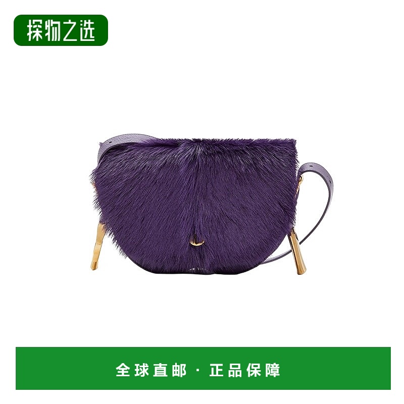 欧洲直邮Burberry/博柏利 23新款 Chess女士紫色山羊毛配皮斜