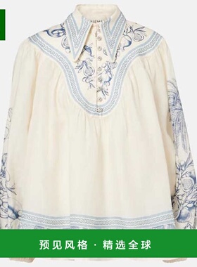 1h可退 香港直邮ALÉMAIS 女士 Villa Romantica 印花苎麻衫