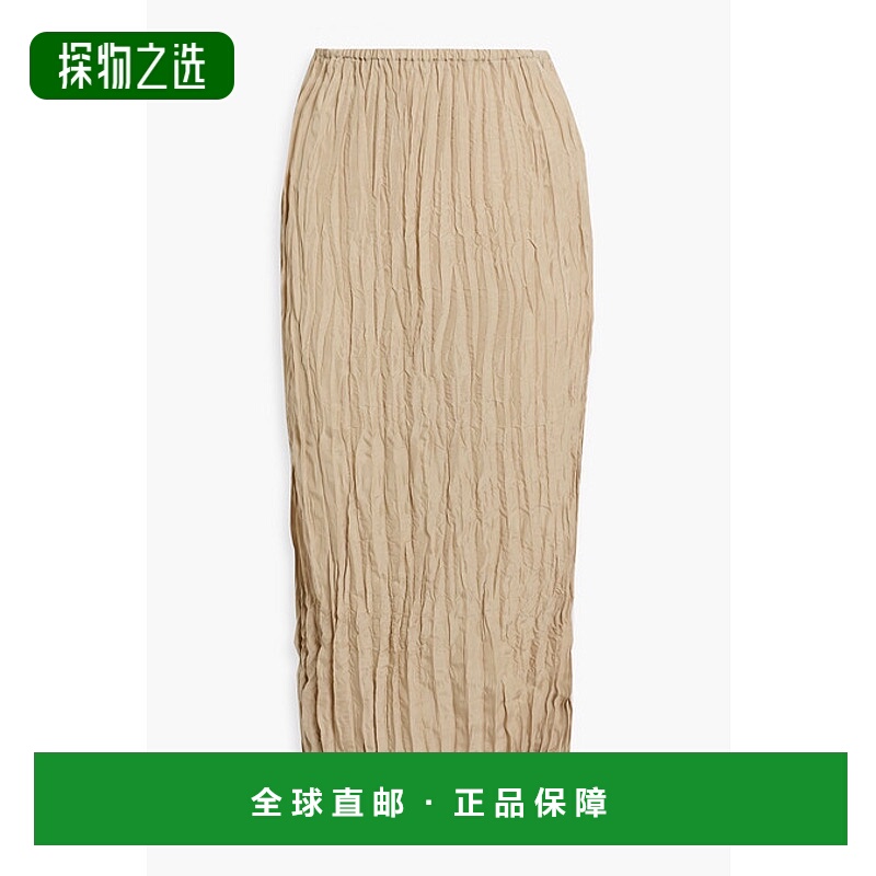 香港直邮toteme 女士 褶皱真丝中长半身裙 233313210OVERCASTBEIG