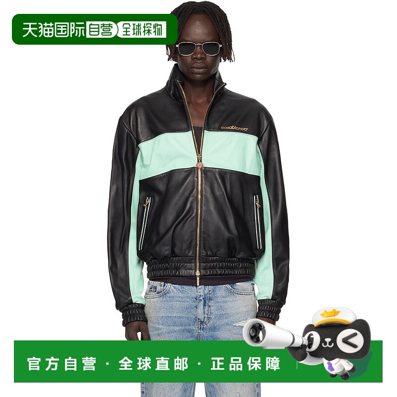 1h可退 香港直邮Casablanca 男士 黑色 Track 皮革夹克 MPF25JK38