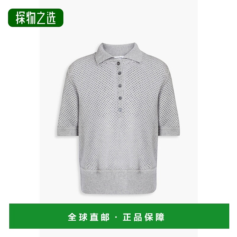香港直邮Thom Browne 汤姆·布朗 女士 洞眼针织羊绒Polo毛衣 FJP