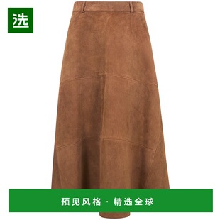 1h可退 香港直邮Semicouture 女士 绒面革口袋半身裙 Y6ST02NATUR