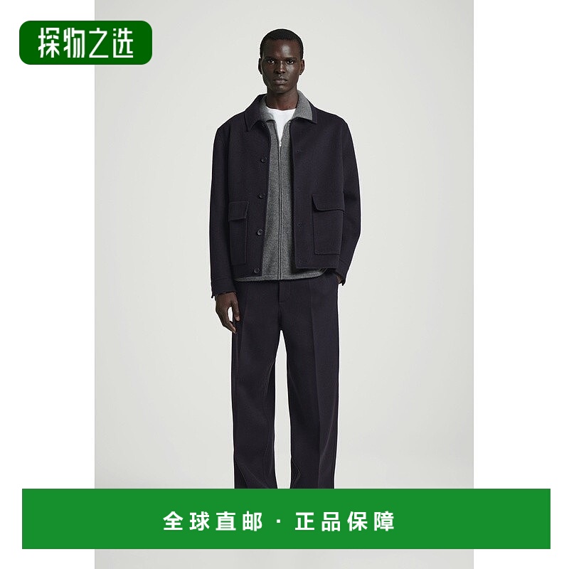 欧洲直邮COS 男士海军蓝羊毛休闲裤新款直筒裤