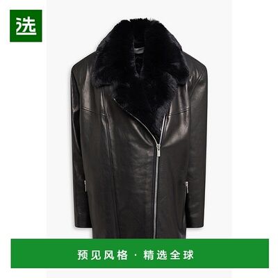 1h可退 香港直邮magda butrym 女士 Plush-trimmed 皮革夹克 AW23
