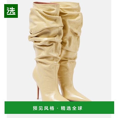 1h可退 香港直邮Amina Muaddi 女士 Anok 105 皮质过膝靴子