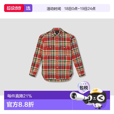 1h可退 香港直邮Drake's 女士 MADRAS DR2A4D 25055-01 亚麻棉红