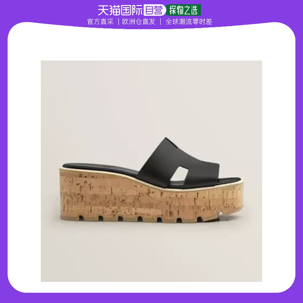 欧洲直邮Hermes爱马仕eze女士高跟拖鞋黑色皮革百搭H221026Z 02