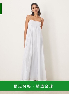 1h可退 香港直邮ASOS 女士 设计雪纺层叠感胸部背心梯形蓝色长款(