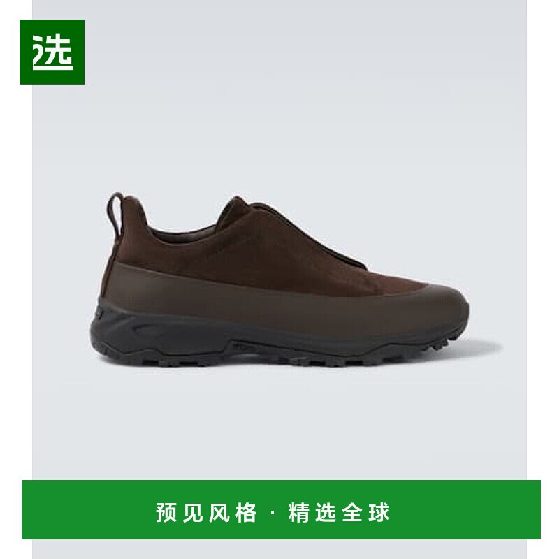 香港直邮zegna 杰尼亚 男士 Monte 三条带缝线绒面革运动鞋