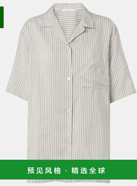 1h可退 香港直邮The Row 女士 Jorge 条纹真丝衬衫 white白色 舒