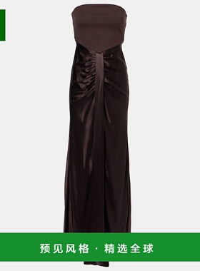 1h可退 香港直邮Staud 女士 Wayfaring 褶皱抹胸中长连衣裙