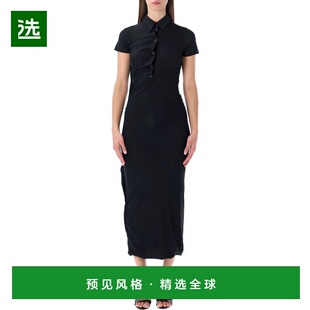1h可退 香港直邮Ottolinger 女士 Polo 黑色扭曲中长连衣裙 10350