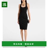 香港直邮AREA 女士 徽标链条细节中长连衣裙 1h可退 black黑色 舒