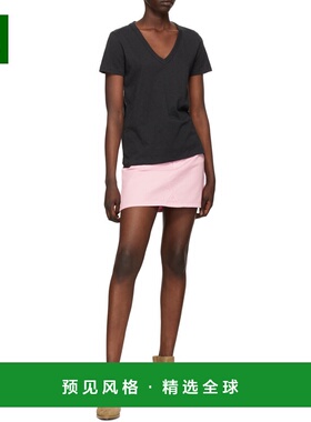 香港直邮RAG & BONE 女士衬衫 W272C34CHBLK CO 黑色 徽标v领T恤