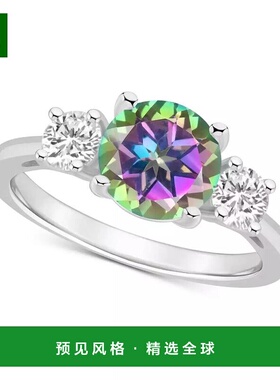 1h可退 【美国直邮】Macy s 神秘黄玉与白色黄玉三石戒指 2 3 8克