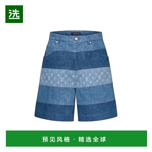 裤 男士 靛蓝色纯棉条纹拼接 欧洲直邮LV路易威登24年上新款 1h可退