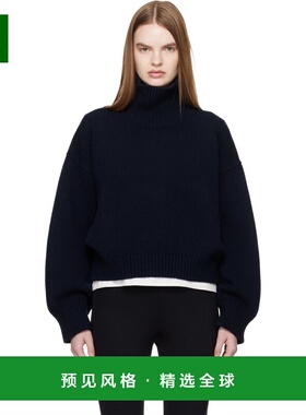1h可退 香港直邮DAUGHTER 女士 海军蓝 Caragh Crop 高领毛衣 HKN