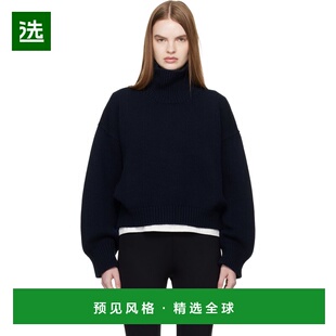 1h可退 香港直邮DAUGHTER 女士 海军蓝 Caragh Crop 高领毛衣 HKN