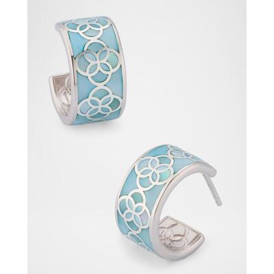 【美国直邮】Jan Leslie 18克拉镀金925纯银花瓣宝石耳环 时尚耳