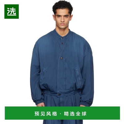 1h可退 香港直邮Hed Mayner 男士 蓝色牛仔飞行员夹克 HMMC67042R