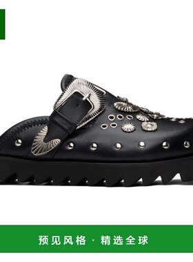 1h可退 香港直邮toga 男士 黑色 Eyelet Metal Sabot 穆勒鞋 FTVR