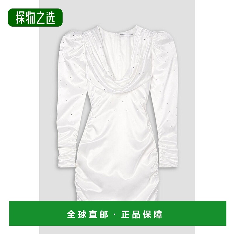 香港直邮ALESSANDRA RICH 亚历山德拉.瑞秋 女士 垂褶水晶装饰丝