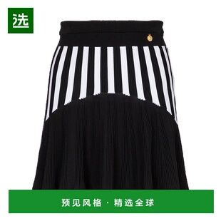 香港直邮Balmain DF1LB663KG58包臀裙百褶裙 百褶条纹针织半身裙