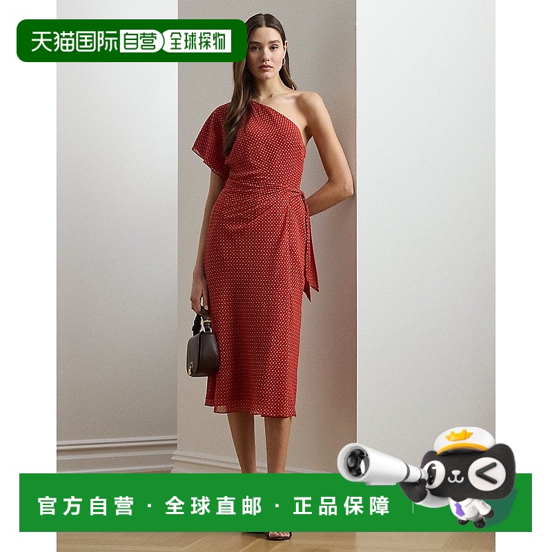 自营欧洲直邮RalphLauren拉夫劳伦 Lauren不对称几何乔其纱连衣裙