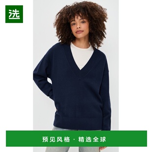 1h可退 香港直邮GOOD AMERICAN 女士 深V领针织毛衣  舒适时尚