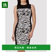 1h可退 时 紧身迷你裙修身 美国直邮 TAHARI女士连衣裙圆领无袖