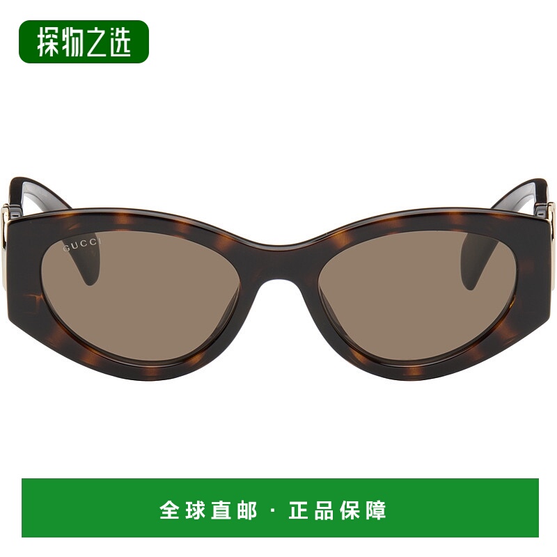 1h可退 香港直邮Gucci 古驰 女士 棕色 Cat-Eye Frame 太阳镜 GG1