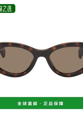 1h可退 香港直邮Gucci 古驰 女士 棕色 Cat-Eye Frame 太阳镜 GG1