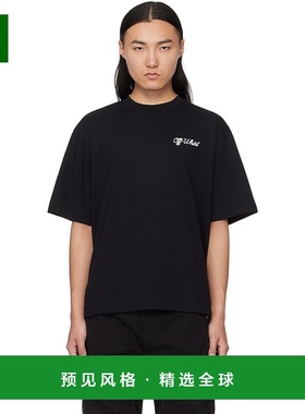 1h可退 香港直邮Off-white 男士 黑色 Script Skate T 恤 OMAA120
