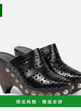 1h可退 香港直邮Alaïa 女士 Le Sabot 皮质凉拖 black黑色 舒适时