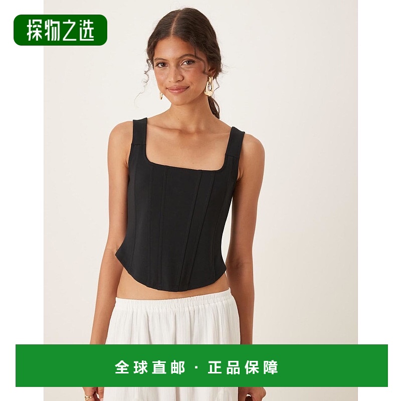 香港直邮ASOS 女士 boning 设计束腰上衣(黑色) black黑色 舒适时