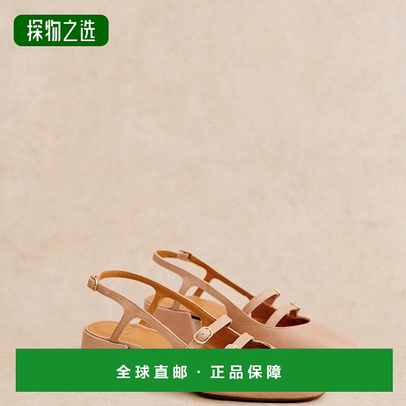 自营欧洲直邮Sezane 女士淡粉色羊皮玛丽珍鞋新款