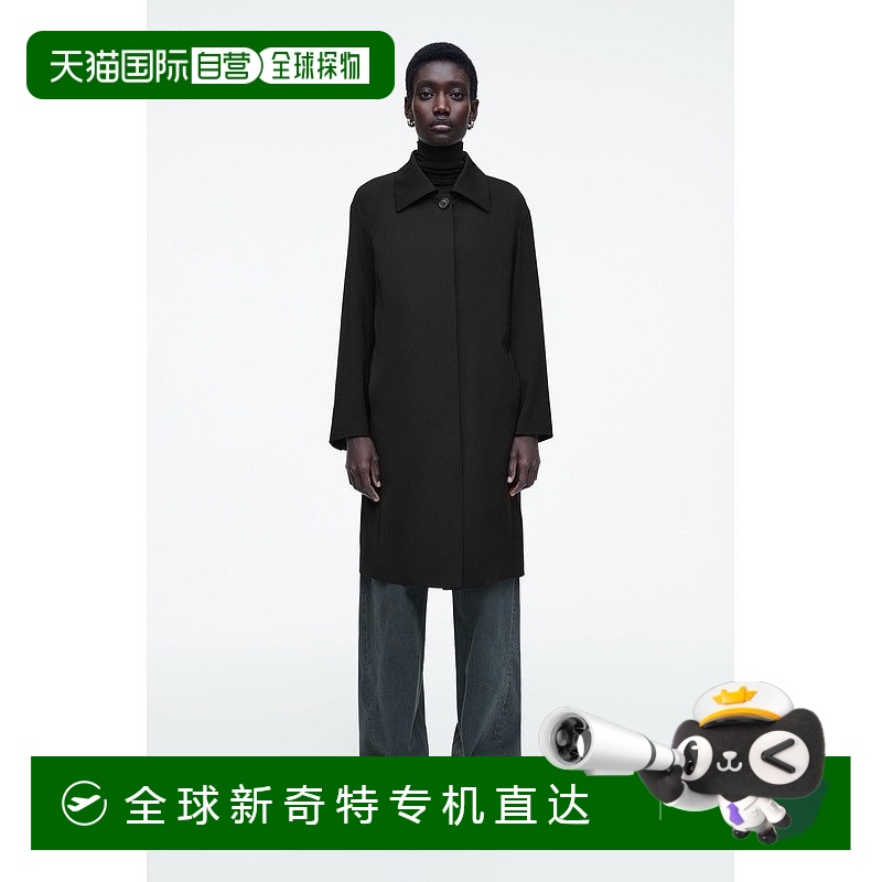 欧洲直邮COS 女士黑色粘胶大衣新款